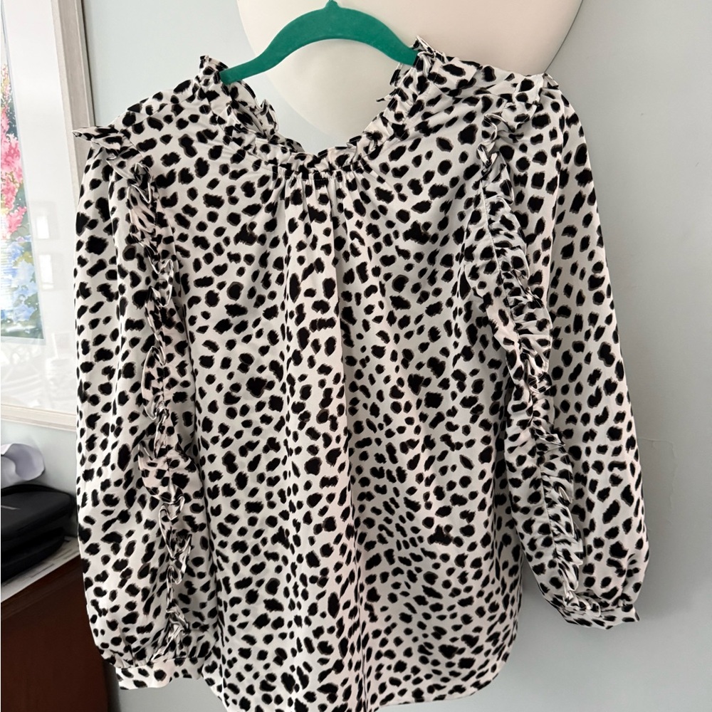 J. Crew Factory Black and White Spotted Blouse